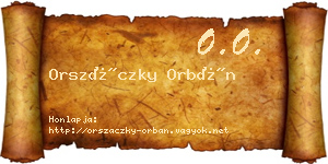 Orszáczky Orbán névjegykártya
